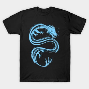 traditional chinese dragon in pastel baby blue T-Shirt